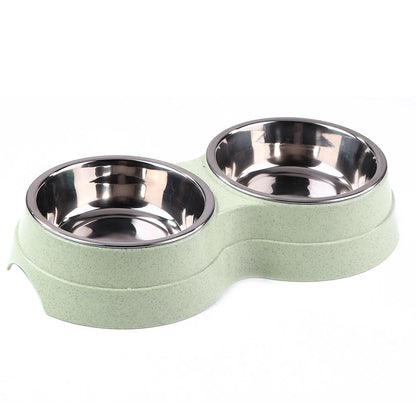 Double Pet Food Bowl Dogs Cats Feeding Drinkware Dish Feeder Cat Puppy Drinking Water Feeding Dog Accessories Feeding Supplies