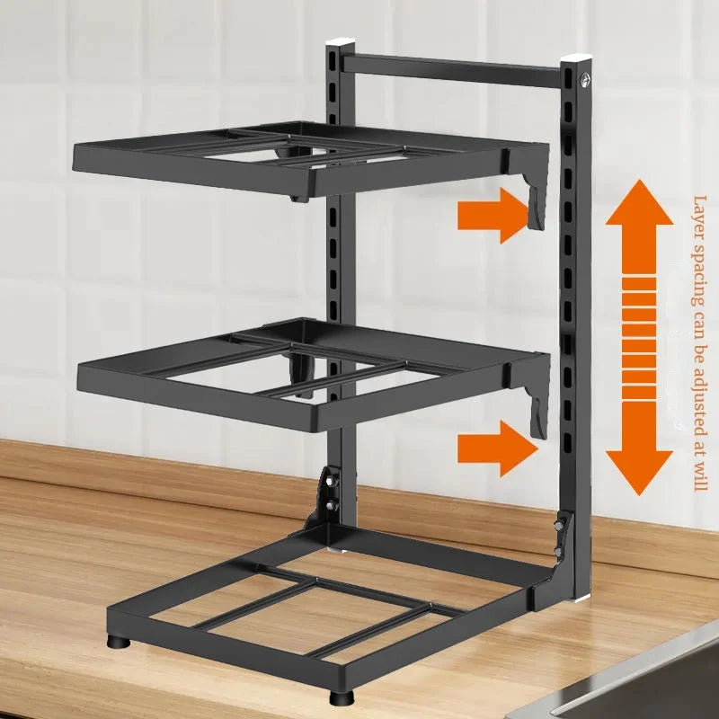 Kitchen Sink Storage Rack Multi-Layer Cooker Storage Rack For Home Stovetop Cabinets Adjustable Pot Rack