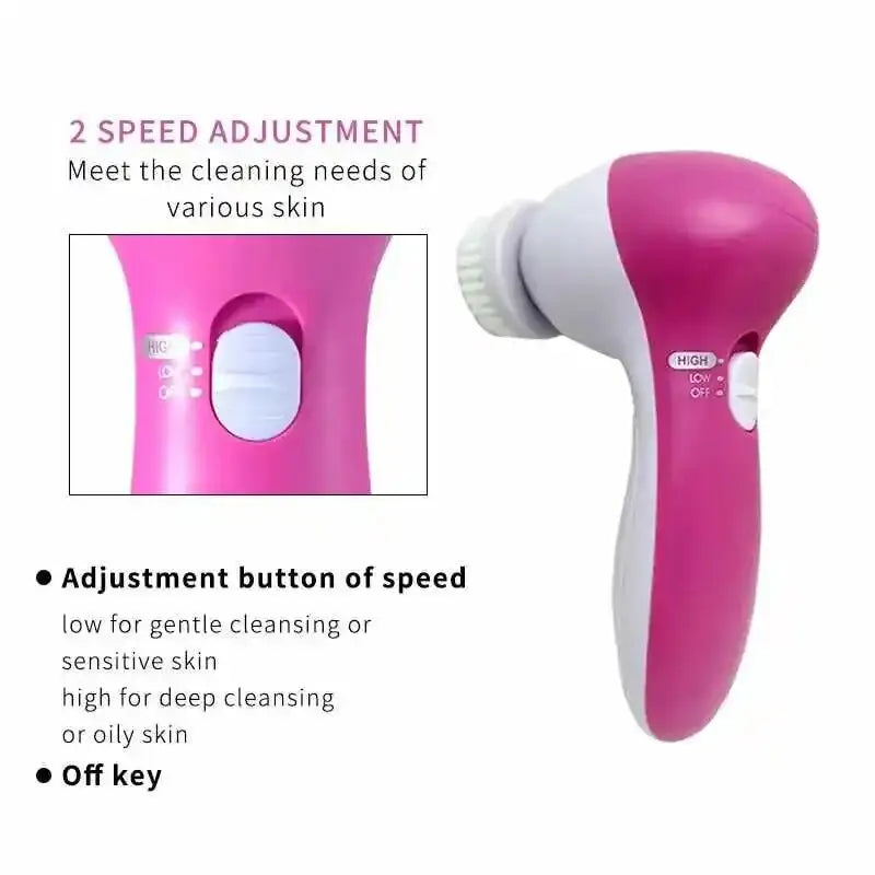 Facial Cleansing Brush Face Scrubber: 7 in 1 Electric Exfoliating Spin Cleanser Device Waterproof Deep Cleaning