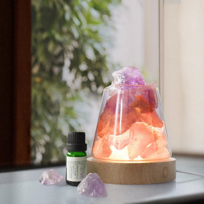 C2 Natural Himalayan Salt Table Lamp Night Light Natural Raw Stones Crystal Essential Oil Diffuser light Gift Decor Novelty lamp