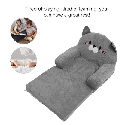 Folding Lazy Sofa Plush Toddler Chair Cute Cat Seat Cushion Soft Bean Bag For Home Office