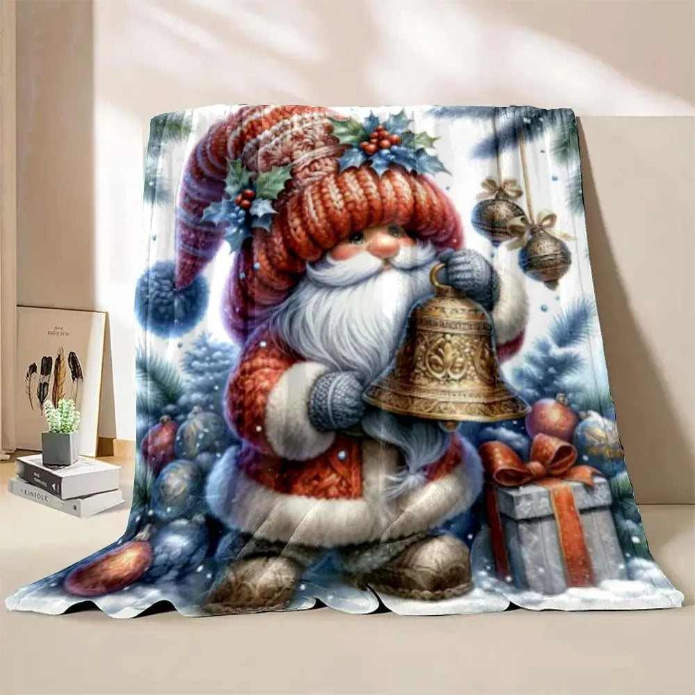 6 Sizes Gnome Christmas Printed Blanket Warm Soft and Comfortable Home Travel Blanket Sofa Bedding Cover Blanket Holiday Gifts