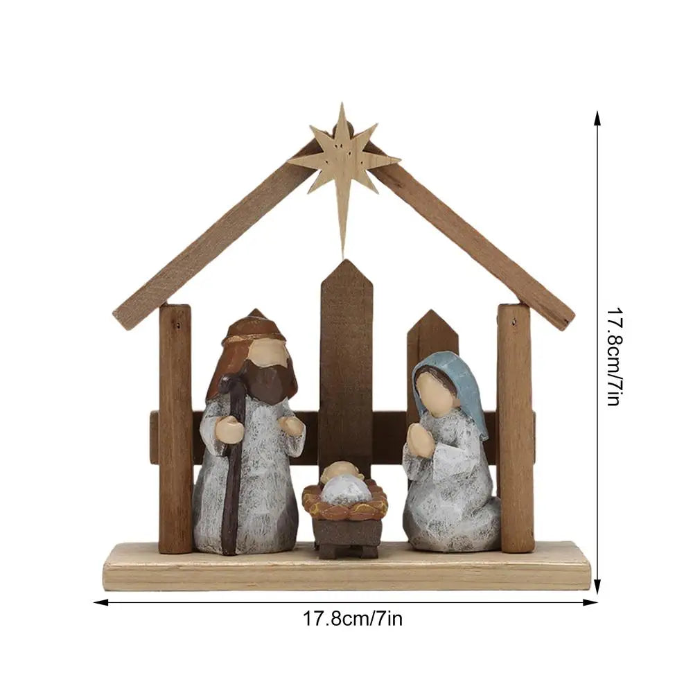 Nativity Scene Statues Christmas Religious Manger Decor Nativity Scene Indoor Christmas Tabletop Ornament Christmas Religious