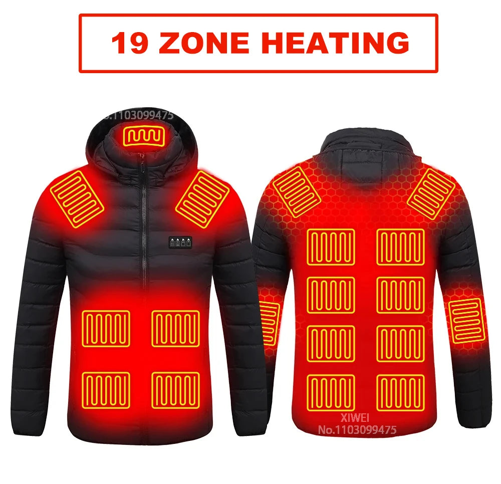 Self Heating Jacket Men Women 21 Areas USB Electric Heated Jacket Washed Ski Camping Hiking Winter Down Jacket Heated Clothing