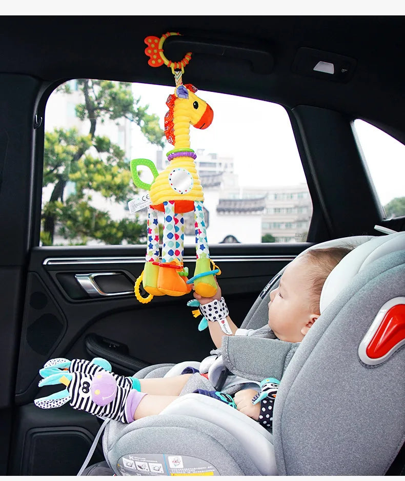 Soft Giraffe Zebra Animal Handbells Rattles Plush Infant Baby Development Handle Toys WIth Teether Baby Toy For Newborn Gifts