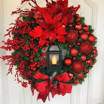 Christmas Wreath for Front Door Red Gold Window Wall Door Decorations Christmas Garland Ornament