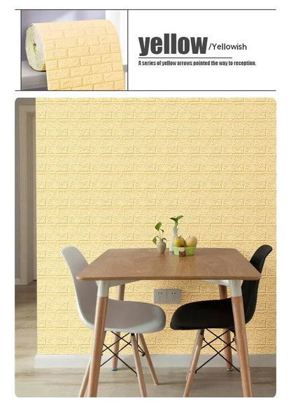 70cm*2m 3D Soft Foam Brick Wallpaper Sticker Roll DIY Self Adhesive Living Room Home Kitchen Bathroom Decorative Wall Paper