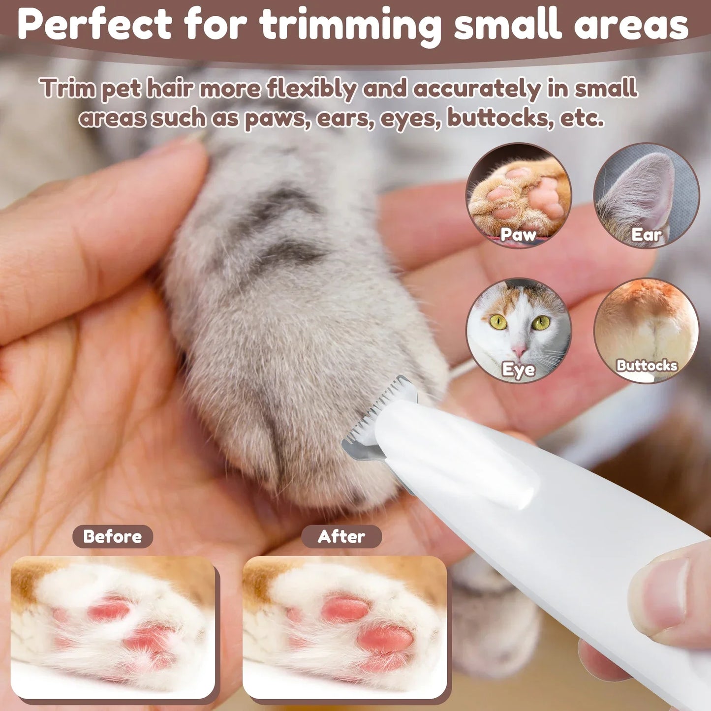 New Dog Paw Trimmer with LED Light Fully Waterproof Pet Hair Trimmer with LED Display Dog Clippers for Grooming 18mm Widen Blade