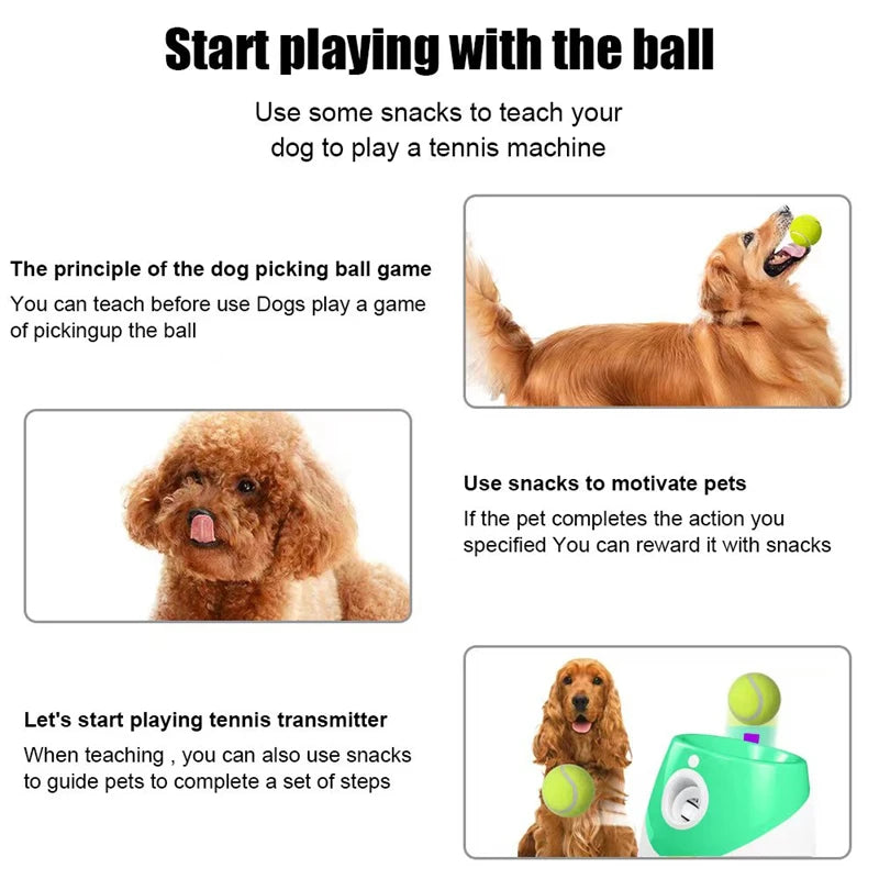 Dog Tennis Launcher Automatic Pet Dogs Chase Toy Mini Tennis Throwing Pinball Machine Fun Interactive Throw Rechargable Catapult