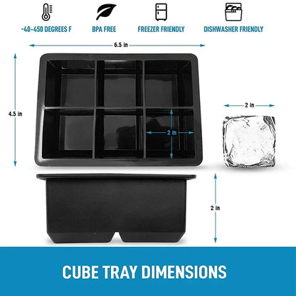 4/6/8/Grid Big Ice Tray Mold Box Large Food Grade Silicone Ice Cube Square Tray Mold Diy Bar Pub Wine Ice Blocks Maker Model