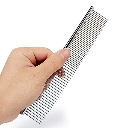 Pet Hair Removal Comb Stainless Steel Pet Grooming Comb Gently Removes Loose Knotted Hair Dog Cat Cleaning Beauty Supplies