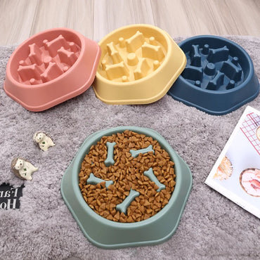 Dog bowl anti choking slow food bowl bone shape dog feeder basin cat food basin dog food anti tipping pet supplies