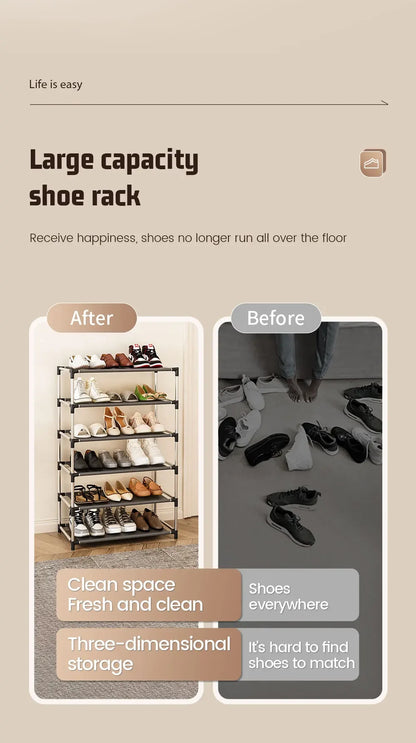 Fashion shoe rack metal simple shoe rack shoe storage rack bracket space saving living room black shoe rack