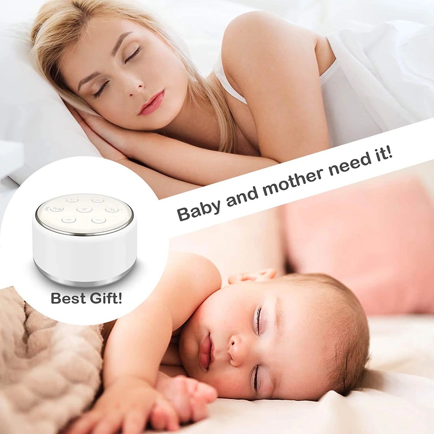 White Noise Machine Desktop Sleep Sound Machine for Baby Sleep Soother 7 Colors Night Lights 34 Soothing Sounds and Timer