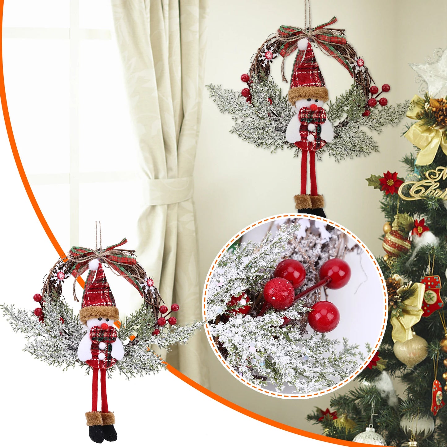 Christmas Wreath Artificial Dead Branches Garlands Hanging Floral Foliage Garland for New Year Xmas Navidad Decoration Ornaments