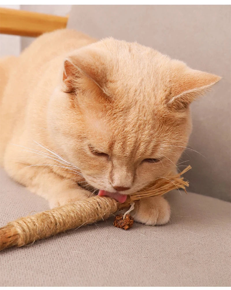 1 Pc Cat Toys Silvervine Chew Stick Polygonum Kitty Raffia Grass Pet Supplies Cleaning Teeth Stick Pet Bite Cat Toy Hemp Rope