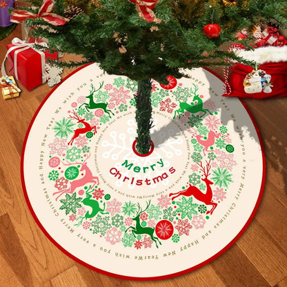 72/92/122Cm Christmas Tree Skirt Red Christmas Tree Foot Cover Santa Claus Snowflake Christmas Tree Carpet Base Mat Decorations