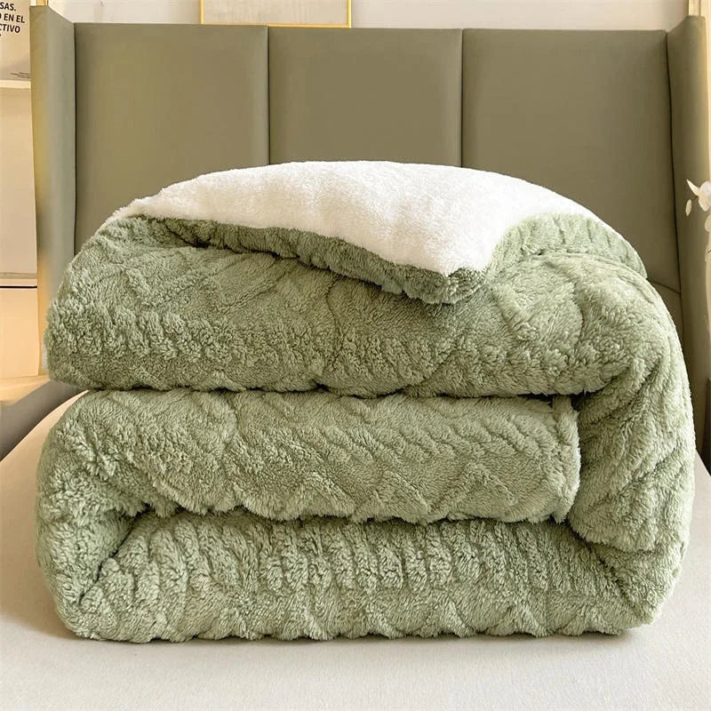 High End Thickened Winter Warm Blankets for Beds Artificial Lamb Cashmere Weighted Blanket Thicker Warmth Duvet Quilt Comforter