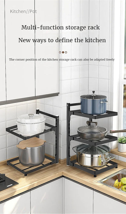 Kitchen Sink Storage Rack Multi-Layer Cooker Storage Rack For Home Stovetop Cabinets Adjustable Pot Rack