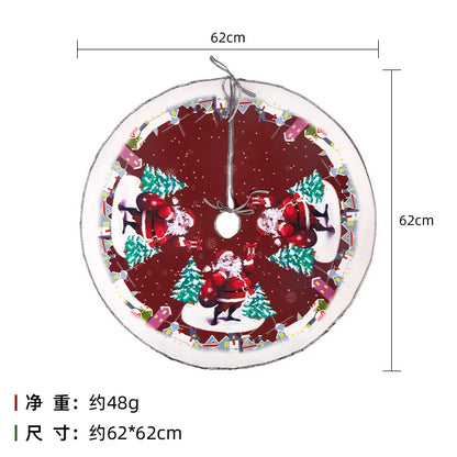 60Cm Christmas Tree Skirt Red Christmas Tree Foot Cover Santa Claus Snowflake Christmas Tree Carpet Base Mat Decorations