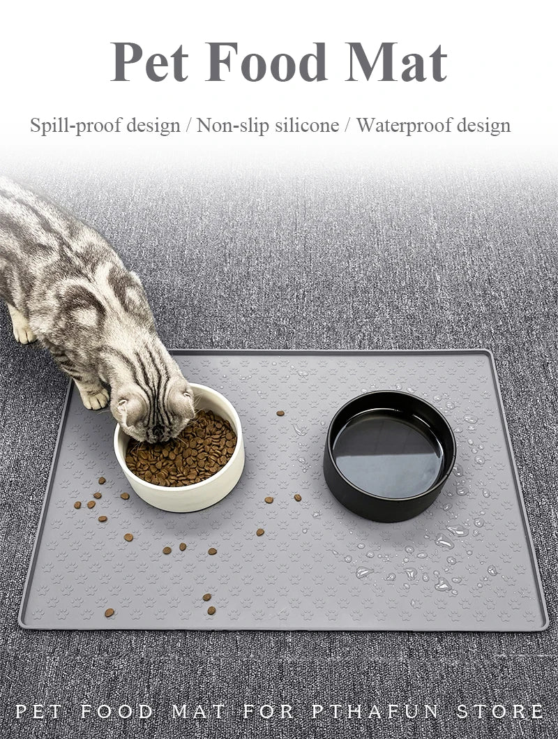 Pet Placemat Cat Food Bowl Mat Dog Feed Mat Cat Dog Drinking Feeding Placemat Silicone Waterproof Non-slip Pet Feeder Mats