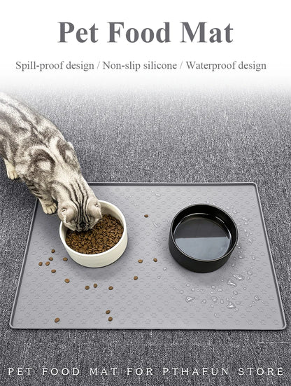 Pet Placemat Cat Food Bowl Mat Dog Feed Mat Cat Dog Drinking Feeding Placemat Silicone Waterproof Non-slip Pet Feeder Mats