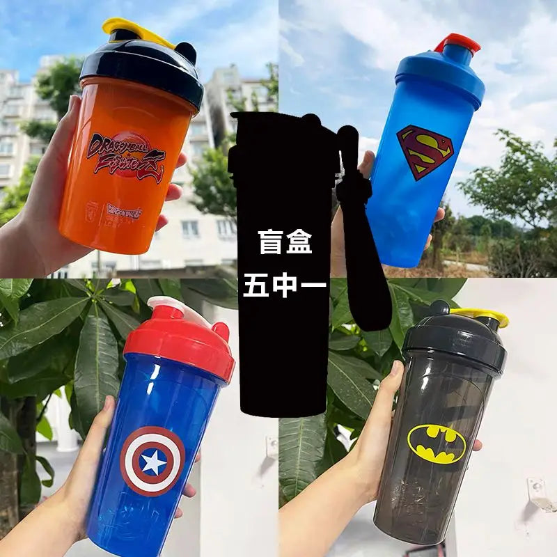 New 600ml Disney Batman Superman Shake Cup Home Large Capacity Protein Powder Plastic Cup Gym Sports Water Cup Film Peripheral