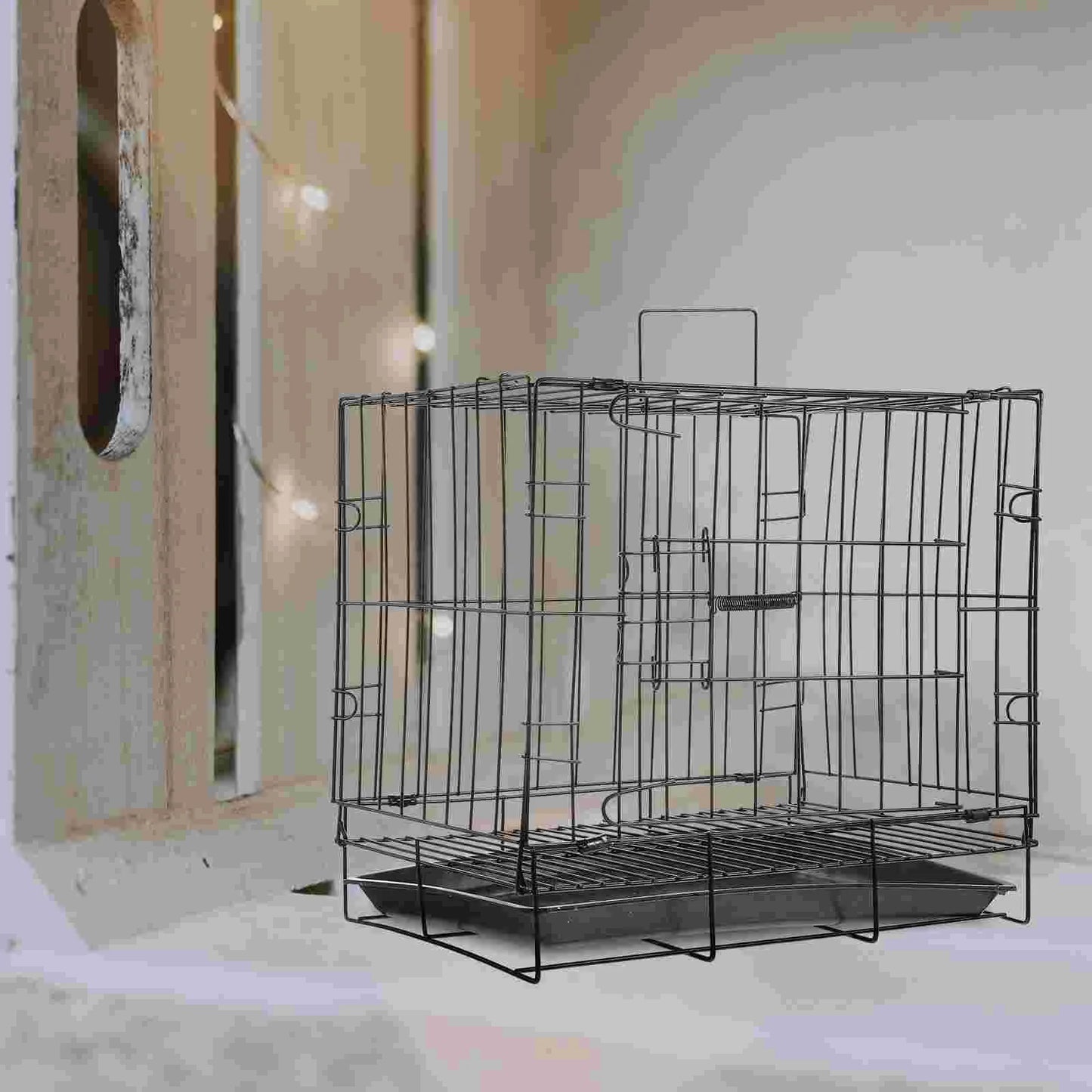 Folding Dog Cage Metal Crate Protection House Guinea Pig Iron Wire Pet Kennel Shelter