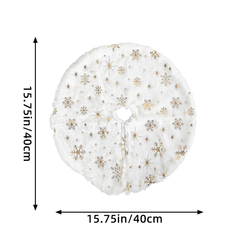 Mini 40cm Christmas Tree Skirt Desktop Xmas Tree Snowflake White Fur Base Mat Carpet Christmas Decorations