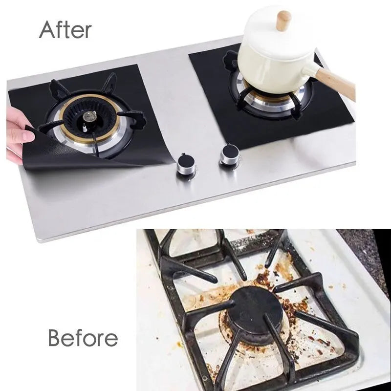 4 Piece Gas Stove Protector Cooker Lid Liner Cleaning Pad For Kitchen Cookware Accessories Pieces Reusable Boiler Hood Protective