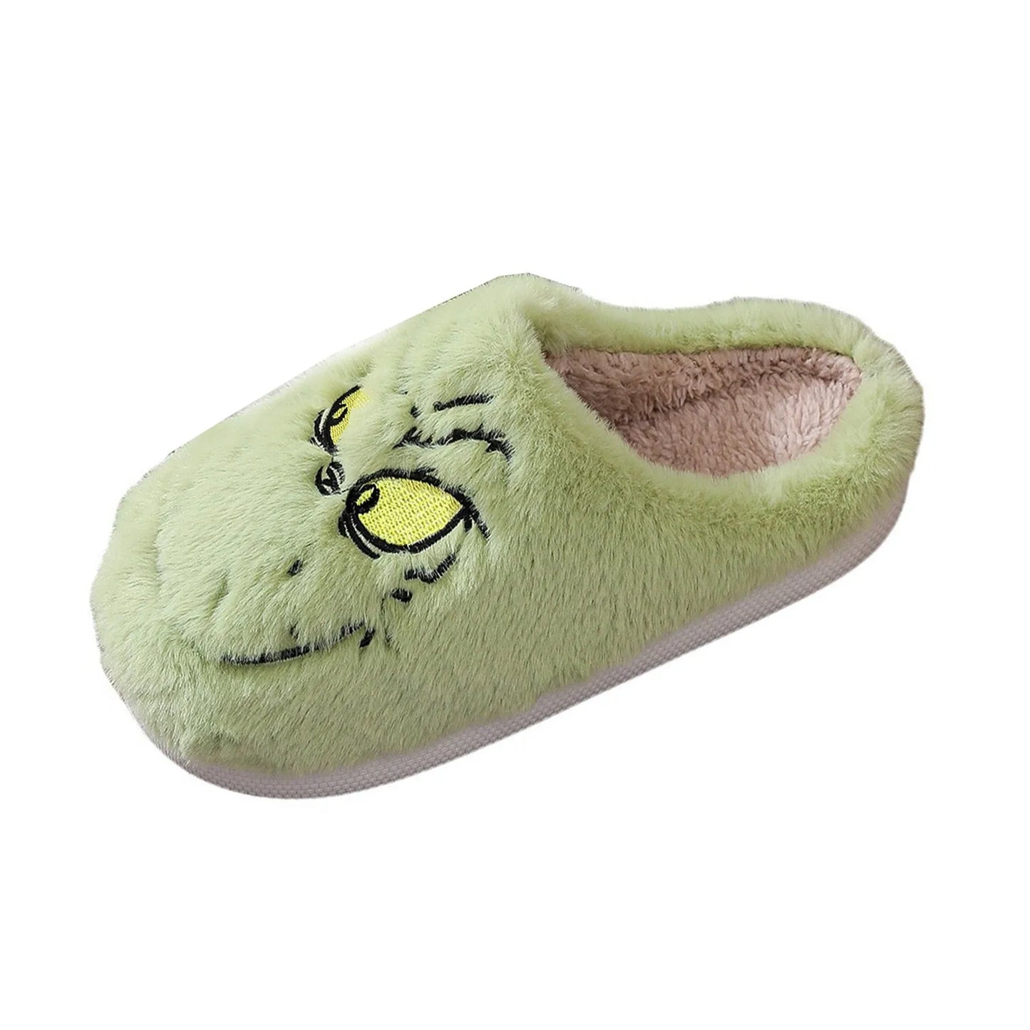 Christmas Plush Slippers Women Winter Warm Cute Home Green Haired Monster Slippers Funny Non Slip Cotten Shoes New Year Gift