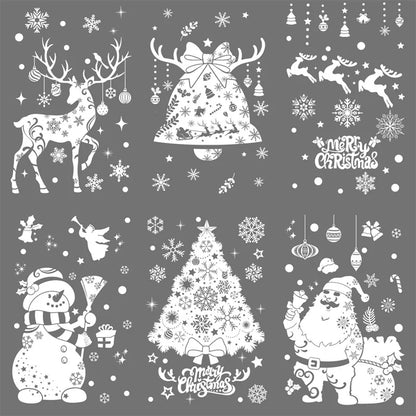 Merry Christmas Snowman Static Window Sticker White Snowflake Santa Elk Wreath Wall Stickers Kids Room Shopwindow Glass Decals