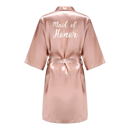 Wedding Bride Bridesmaid Robes for Women Bridal Party Gifts Team Dress Gown Silk Satin Sleepwear Kimono Sexy Summer Bathrobe