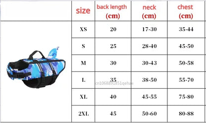 Pet Dog Life Jacket Vest Clothes Life Vest Collar Harness Pet Dog Swimming Summer Swimwear Clothes Camouflage Shark Blue Fuchsia