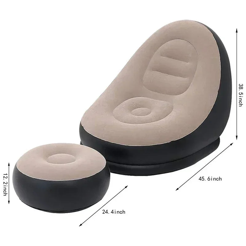 Fashion Inflatable Leisure Bean Bag Sofa Lazy Sofa Set Outdoor Foldable Recliner Bed Fluffy Seat Tatami Footstool Bedroom Chair