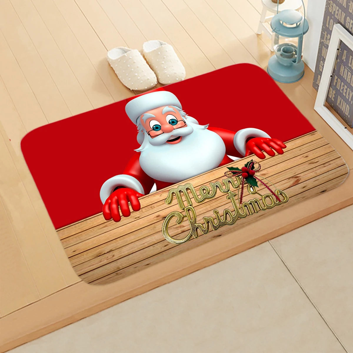 Christmas Door Mat Santa Claus Outdoor Carpet Decorations for Home