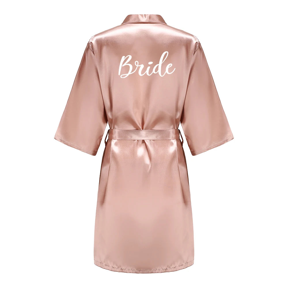 Wedding Bride Bridesmaid Robes for Women Bridal Party Gifts Team Dress Gown Silk Satin Sleepwear Kimono Sexy Summer Bathrobe