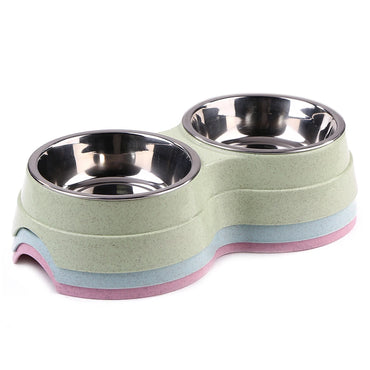 Double Pet Food Bowl Dogs Cats Feeding Drinkware Dish Feeder Cat Puppy Drinking Water Feeding Dog Accessories Feeding Supplies