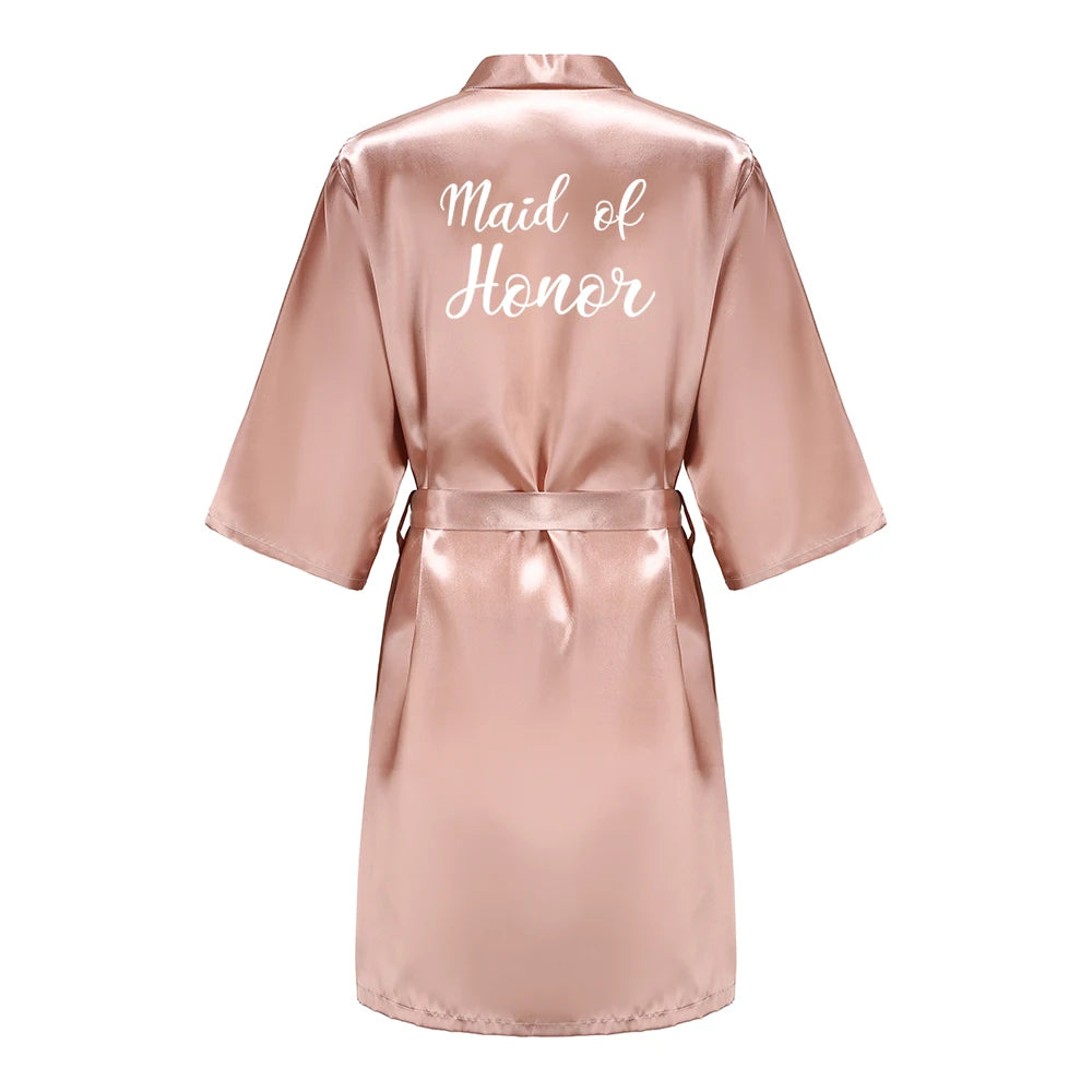 Wedding Bride Bridesmaid Robes for Women Bridal Party Gifts Team Dress Gown Silk Satin Sleepwear Kimono Sexy Summer Bathrobe