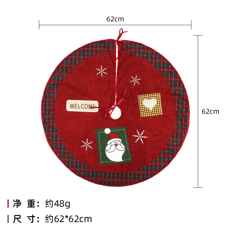 60Cm Christmas Tree Skirt Red Christmas Tree Foot Cover Santa Claus Snowflake Christmas Tree Carpet Base Mat Decorations