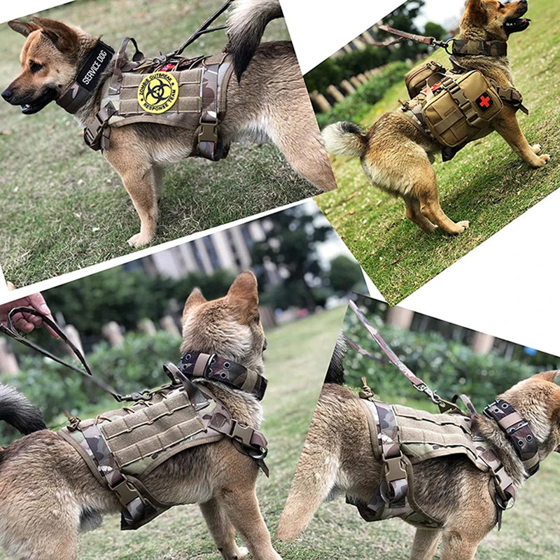 Tactical Dog Harness Military Pet German Shepherd K9 Pet Training Vest Dog Harness and Leash Set for Small Medium Large Dogs