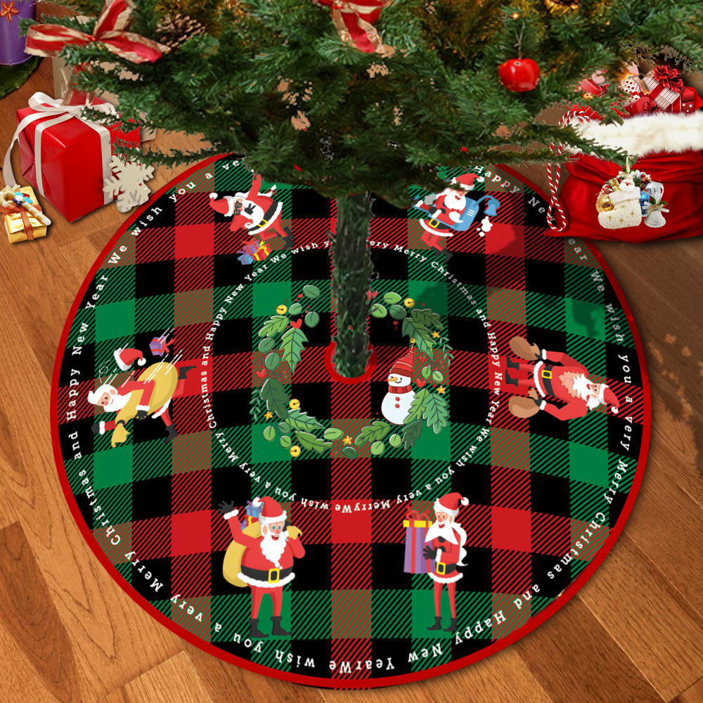 72/92/122Cm Christmas Tree Skirt Red Christmas Tree Foot Cover Santa Claus Snowflake Christmas Tree Carpet Base Mat Decorations