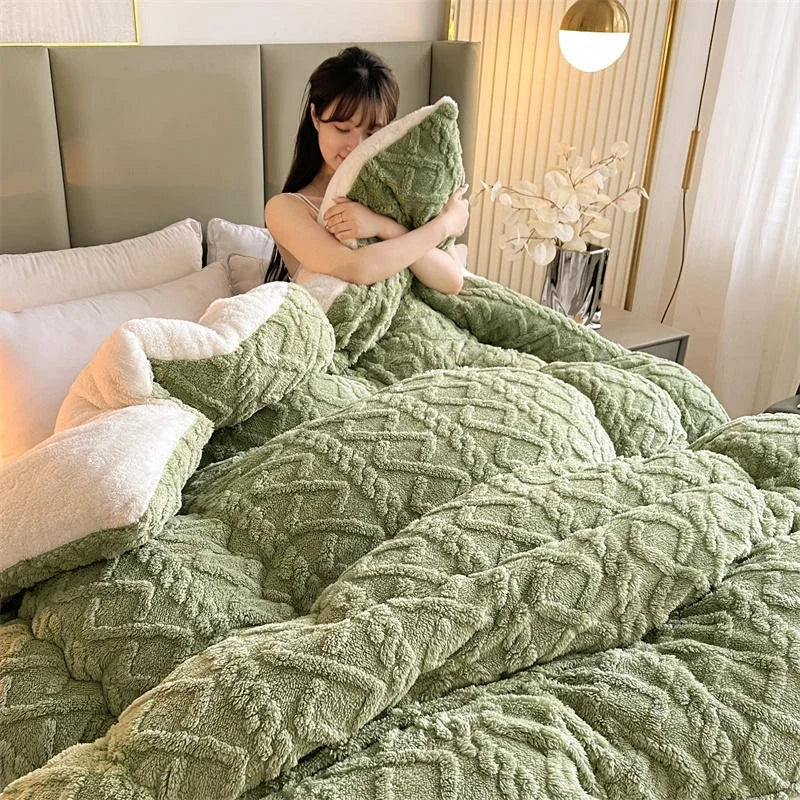 High End Thickened Winter Warm Blankets for Beds Artificial Lamb Cashmere Weighted Blanket Thicker Warmth Duvet Quilt Comforter