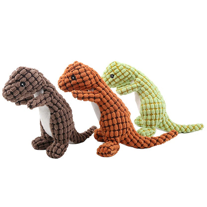 Plush Dog Toy Dinosaur Shaped Interactive Squeaky Toys for Small Large Pets Tooth Cleaning Chew Toy  Accessories