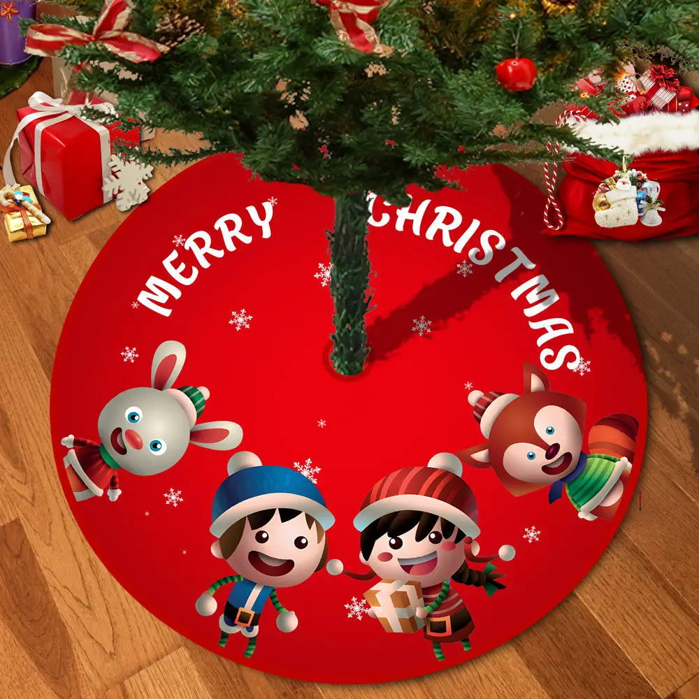 72/92/122Cm Christmas Tree Skirt Red Christmas Tree Foot Cover Santa Claus Snowflake Christmas Tree Carpet Base Mat Decorations