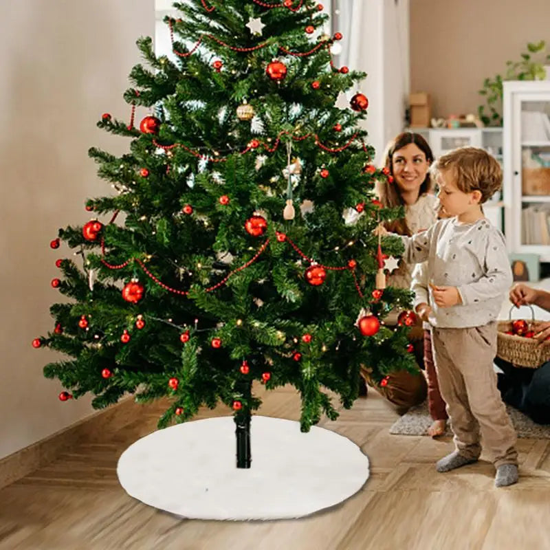 60cm Christmas Tree Skirt Beaded Snowflake Sparkle Tree Skirt  Plush Tree Skirt Christmas White Tree Skirt Decoration