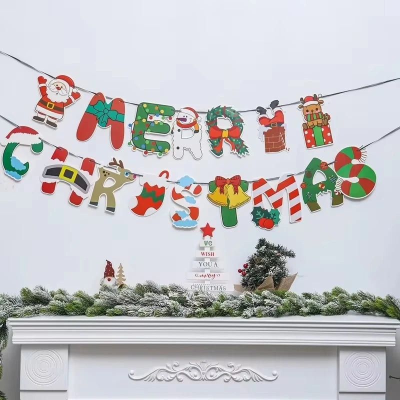 Christmas Banner Garland Merry Christmas Decorations for Home Christmas Ornaments.