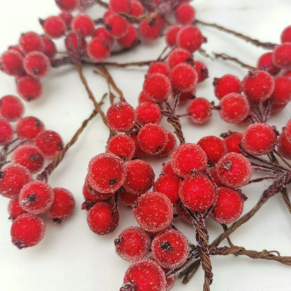 (10pcs/pack) 4 * 7cm Christmas Berry Flower Bundle Crystal Berry Imitation Fruit Xmas Tree Decoration Wedding Decoration Wreath