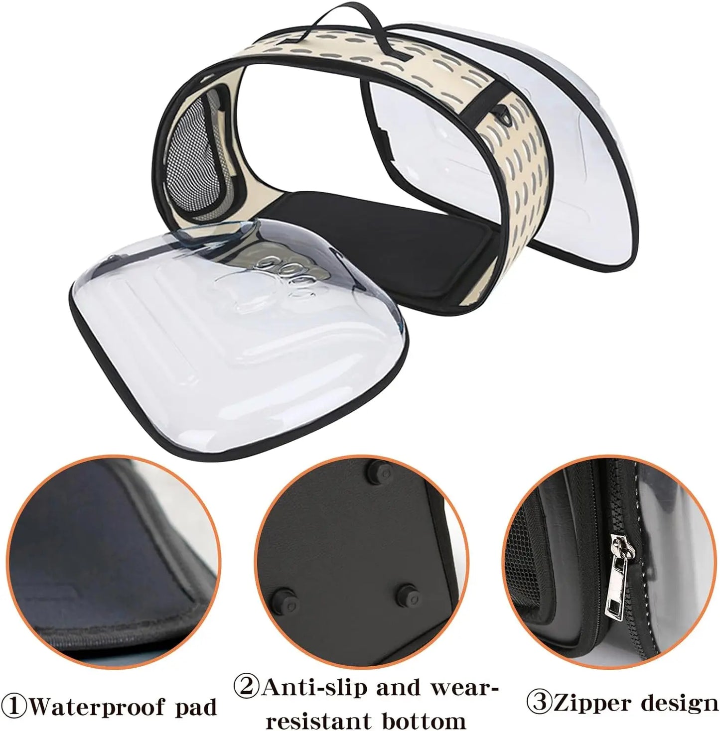 Transparent Foldable Outdoor Pet Travel Carrier Bag for Dog Cat Crossbody Portable Breathable Collapsible Travel Cat Carrier Bag