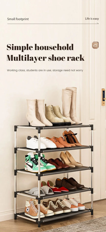 Fashion shoe rack metal simple shoe rack shoe storage rack bracket space saving living room black shoe rack